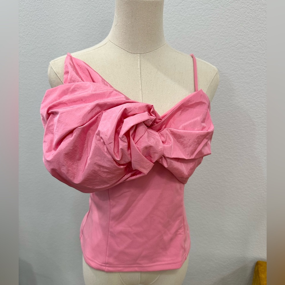 Strut & Bolt Pink Satin Bow Detail Cami Top - Picture 2 of 3